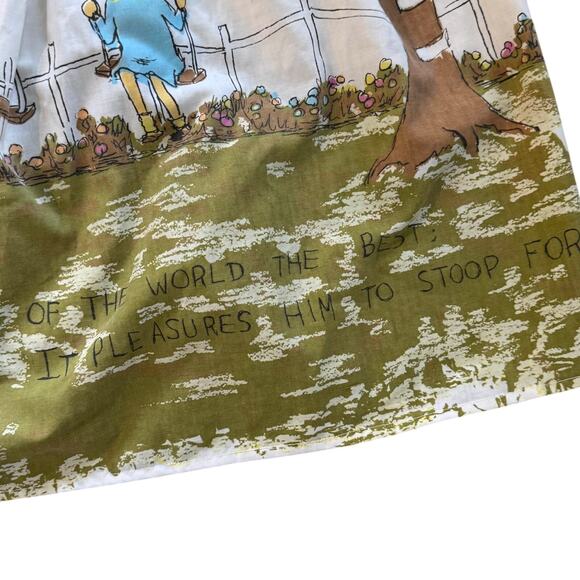 Vintage 70s Handmade Flavia Print Sundress Women’s Cream Green Fit & Flare Dress - Picture 10 of 16